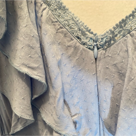 Simplee Tiered Ruffle Lace Inset Flounce Hem Maxi Peasant Dress - Picture 8 of 11